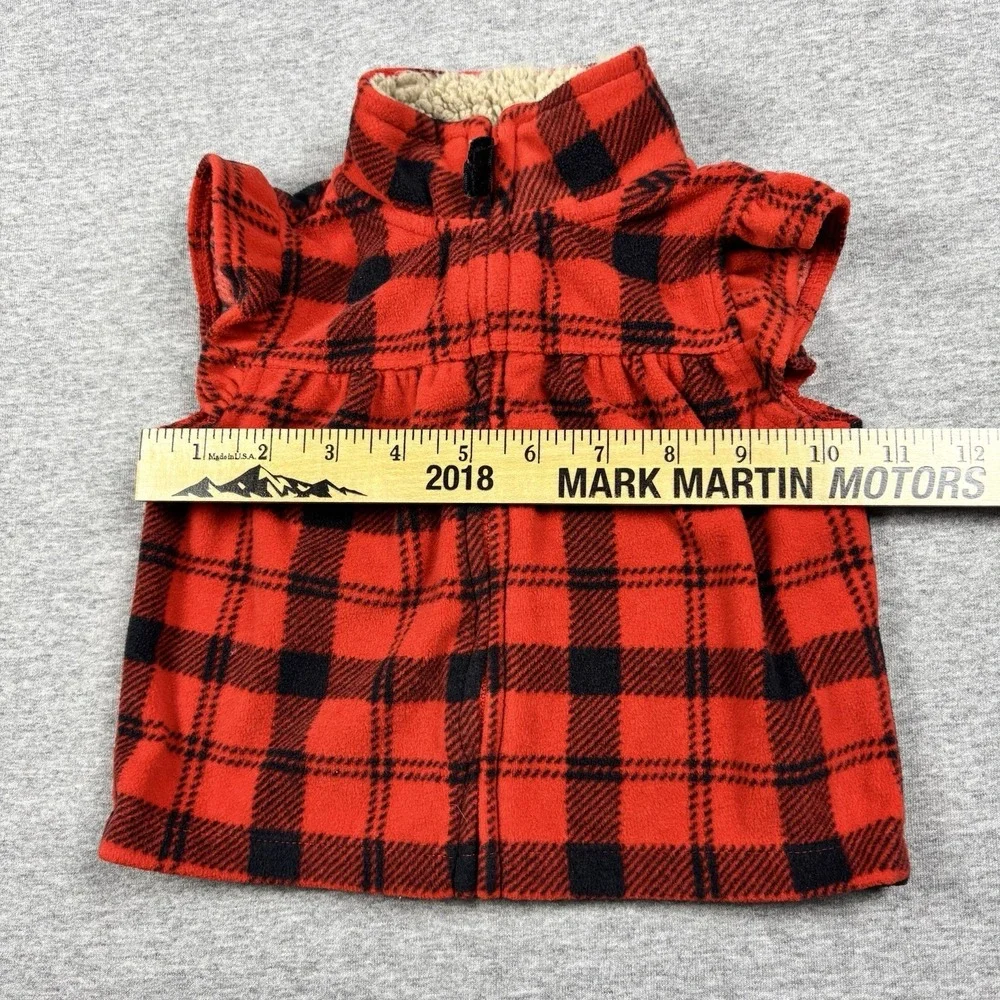Carter's Baby Girls Cozy Fleece Vest Ruffles Red Black‎ 9 Months Sherpa Collar